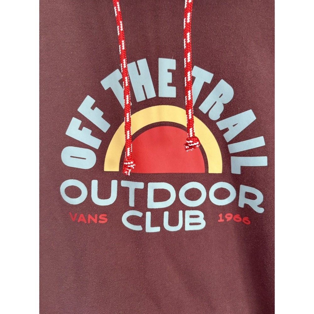 VANS Off The Trail Outdoor Club Men's L Burgundy Pullover Fleece Hoodie Pockets - Picture 3 of 6